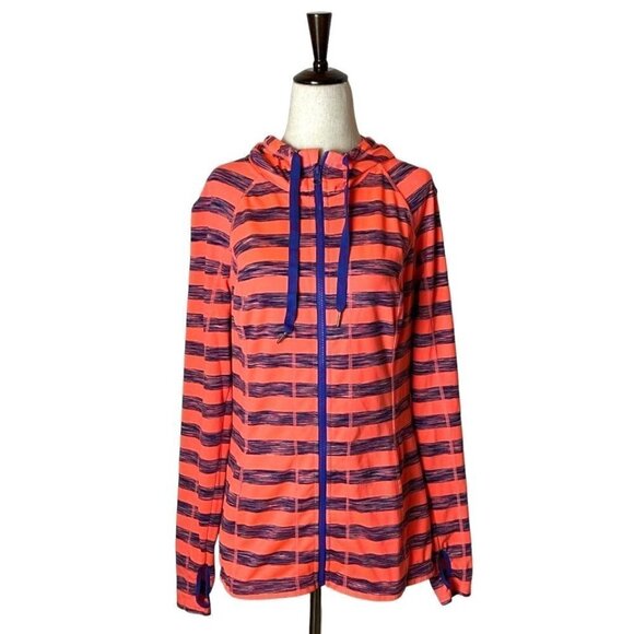 Lukka Pink And Purple Striped Hooded Full Zip‎ Athletic Active Jacket Size M - Picture 2 of 10